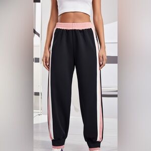 Zara Black Joggers with Pink Stripes